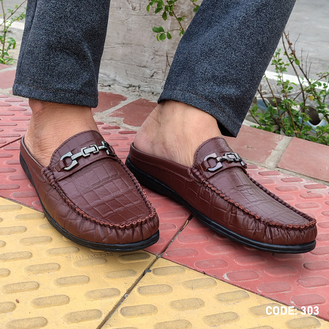 Cow Leather Crocodile Dice leather moccasin half-loafer for Men’s - 303
