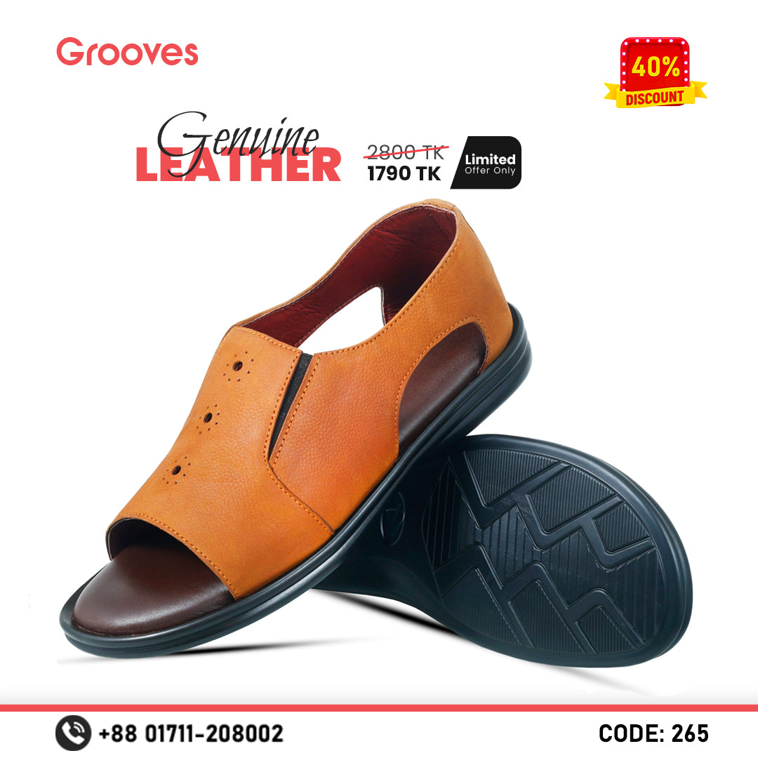 Genuine Cow Leather Casual Sandal for Men's- 265