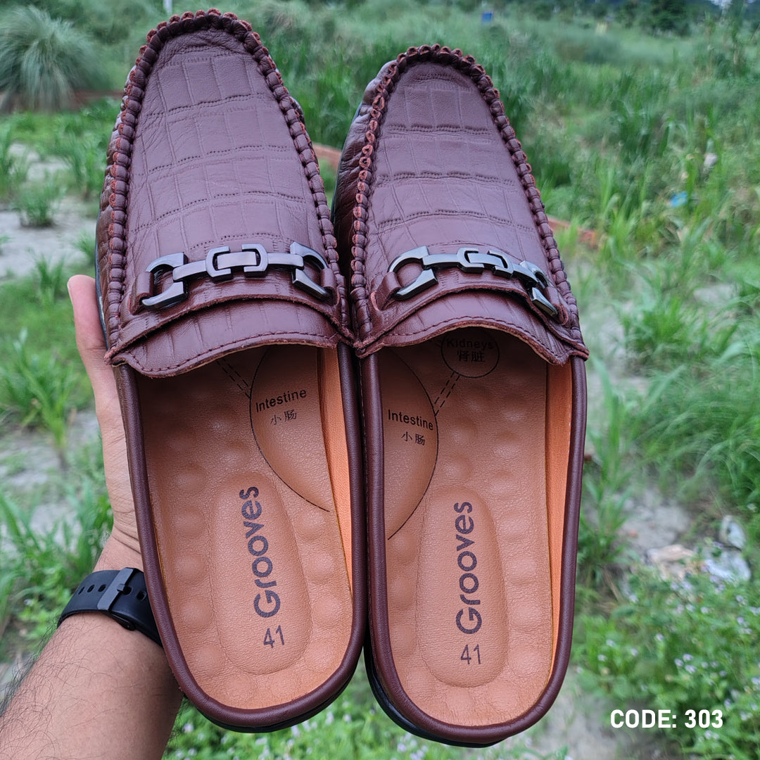 Cow Leather Crocodile Dice leather moccasin half-loafer for Men’s - 303