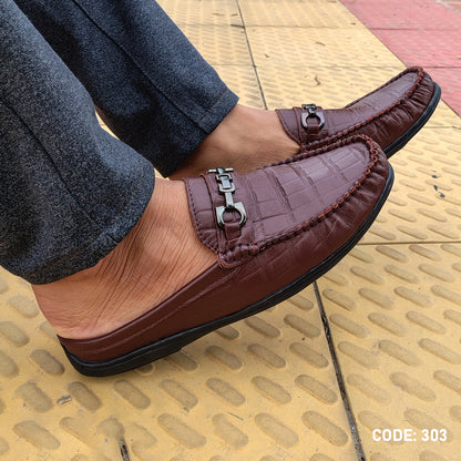 Cow Leather Crocodile Dice leather moccasin half-loafer for Men’s - 303