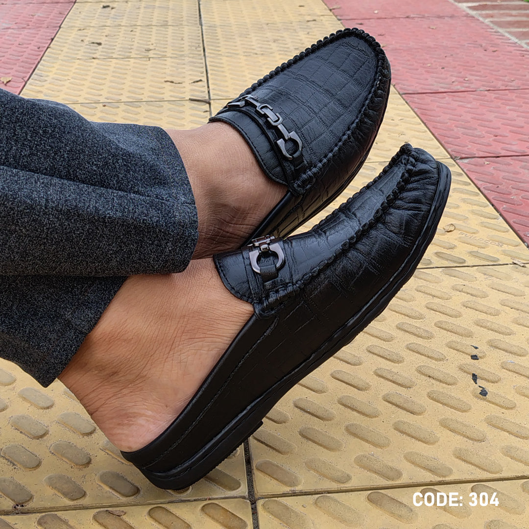 Cow Leather Crocodile Dice leather moccasin half-loafer for Men's