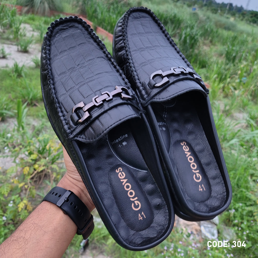 Cow Leather Crocodile Dice leather moccasin half-loafer for Men's