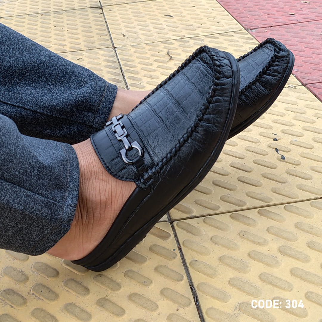 Cow Leather Crocodile Dice leather moccasin half-loafer for Men's