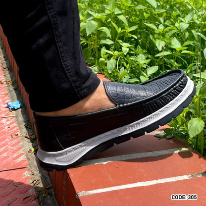 Casual Leather Crocodile Dice Loafer Shoes For Men- 305
