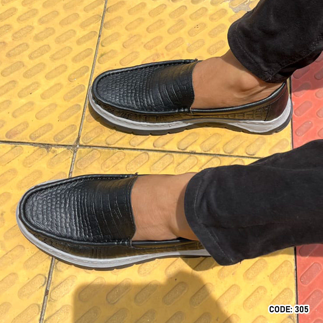 Casual Leather Crocodile Dice Loafer Shoes For Men- 305