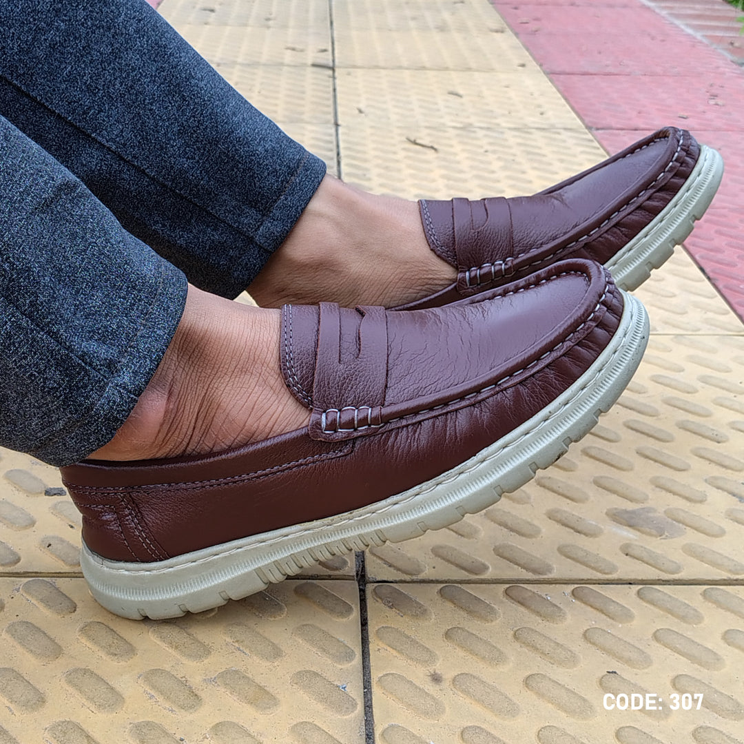 Genuine COW Leather Light Weight Casual Shoes - 307