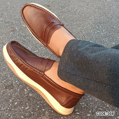 Genuine COW Leather Light Weight Casual Shoes - 308